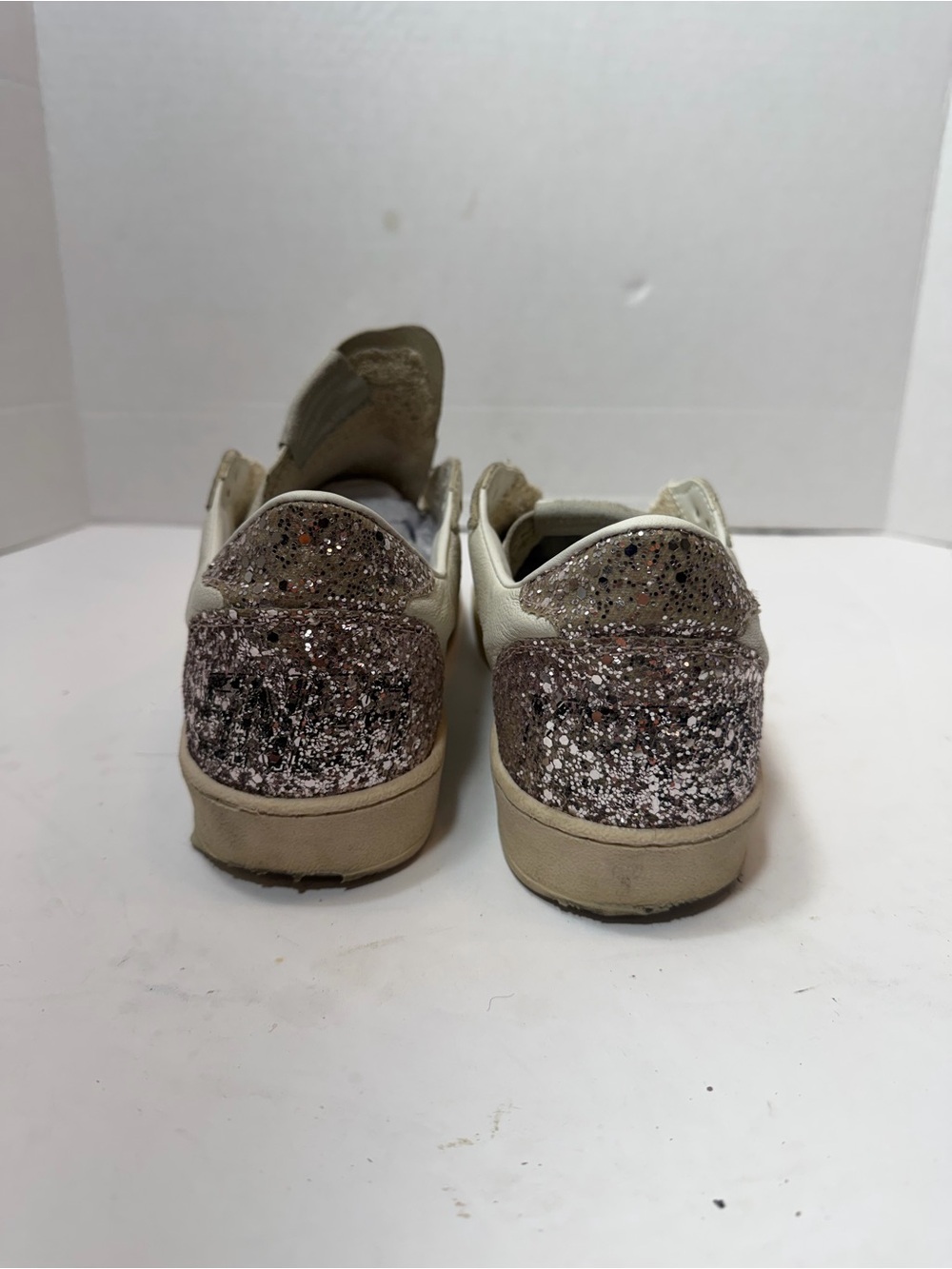 Golden Goose White Sneakers with Silver Glitter size 39(8.5US) no laces - Picture 4 of 10